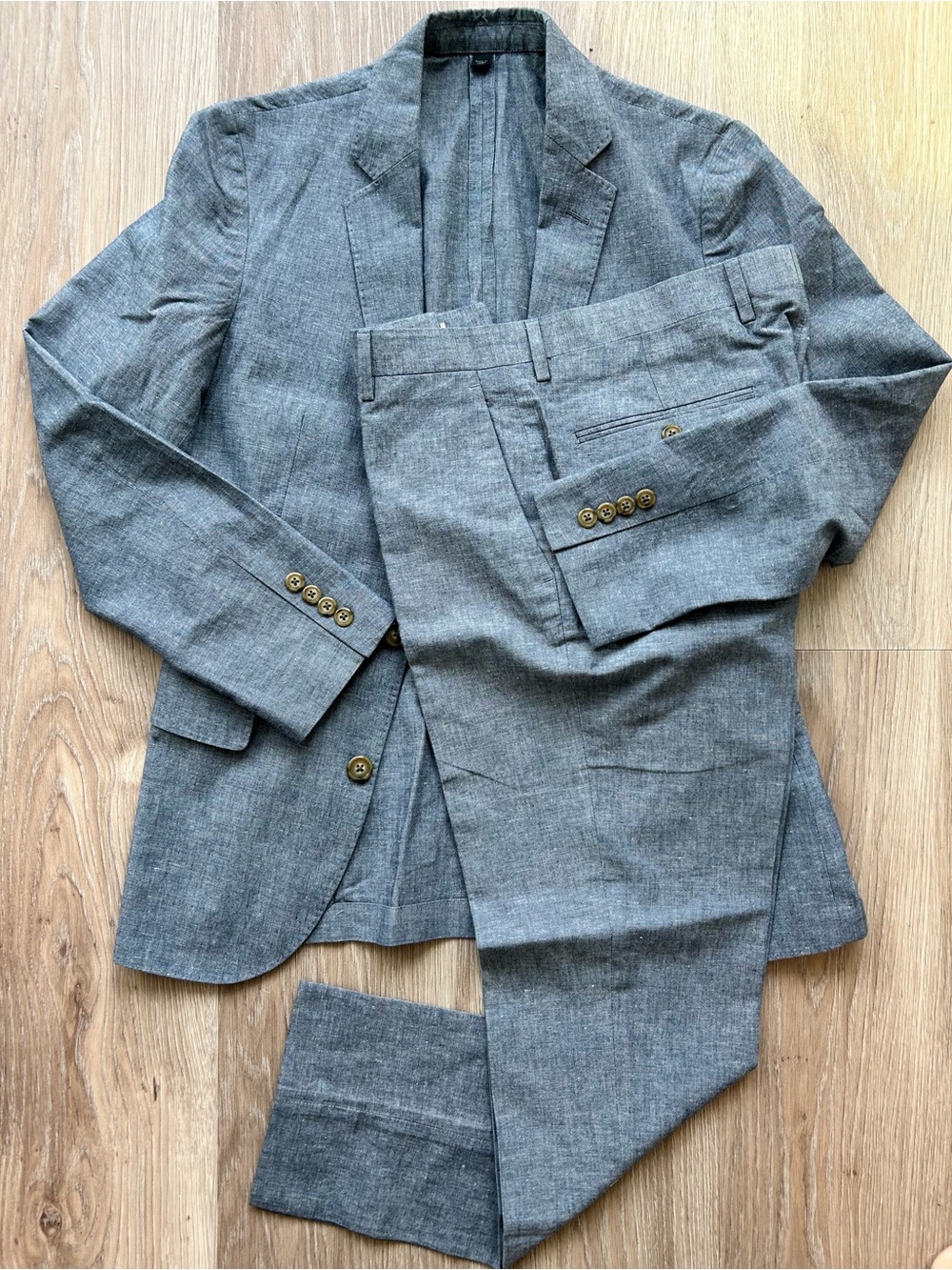 J.Crew Ludlow Slim Fit 2-Piece Unstructured Chambray Cotton Suit